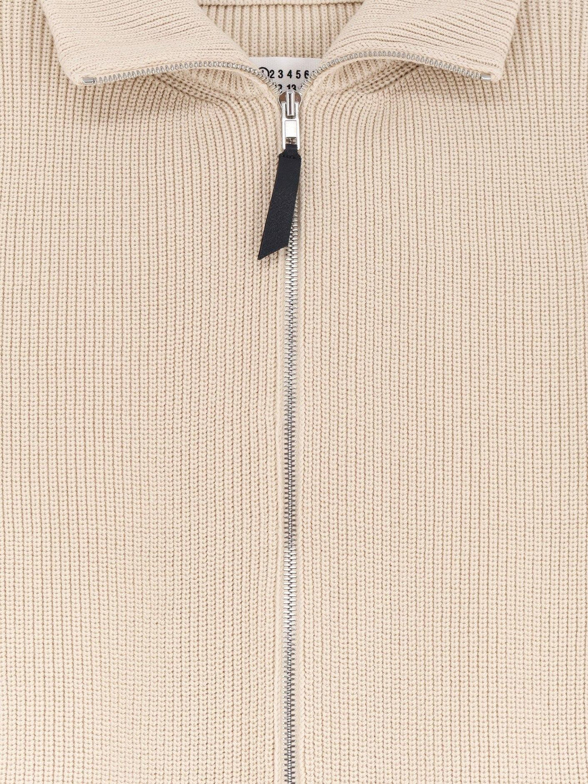 Maison Margiela Wool Zip-Up Knit Cardigan Ivory Women’s