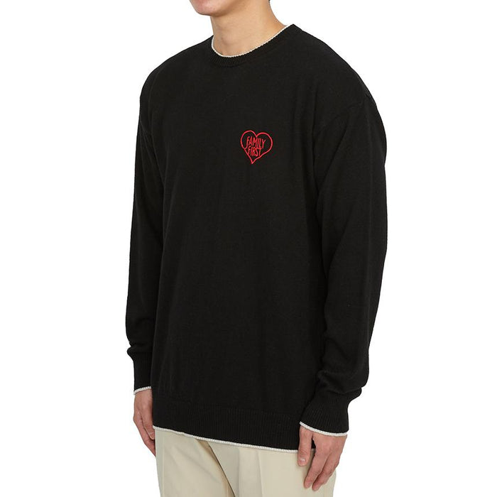 FAMILY FIRST Men’s Round Neck Knit Sweater Black