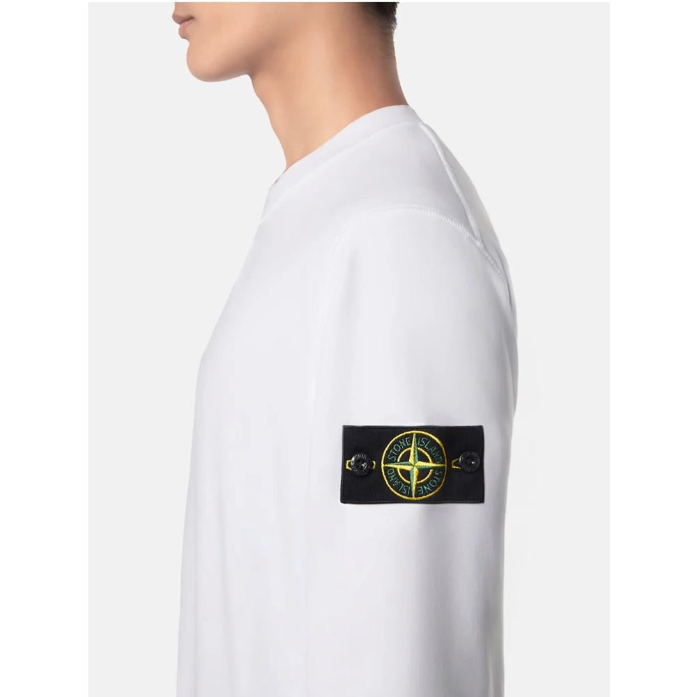 STONE ISLAND Organic Cotton Fleece Crewneck Sweatshirt Black Men