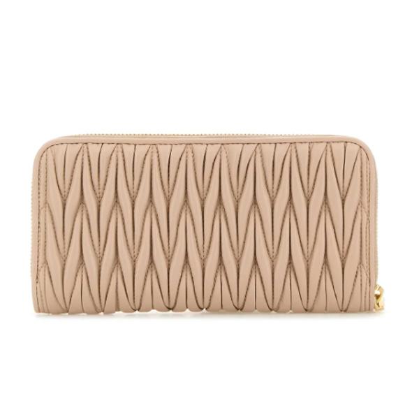 Miu Miu Matelassé Nappa Leather Long Wallet Women Baby Pink 5ML5062 FPP F0236