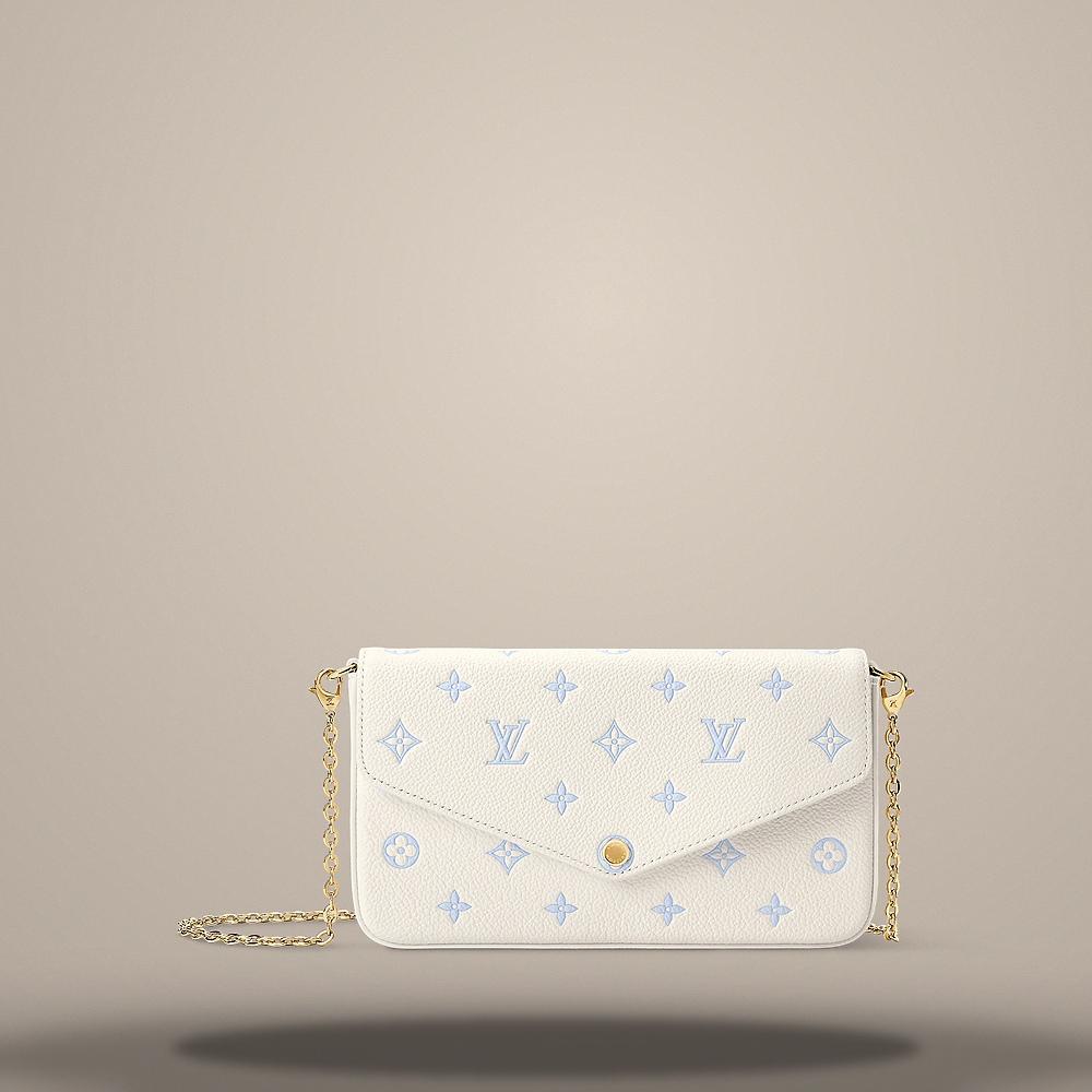 Louis Vuitton Monogram Pochette Felicie Shoulder Bag Milky White Blue