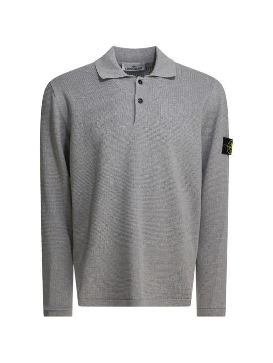 STONE ISLAND Melange Pearl Grey Cotton Polo Shirt for Men L1S155100024 S01B2