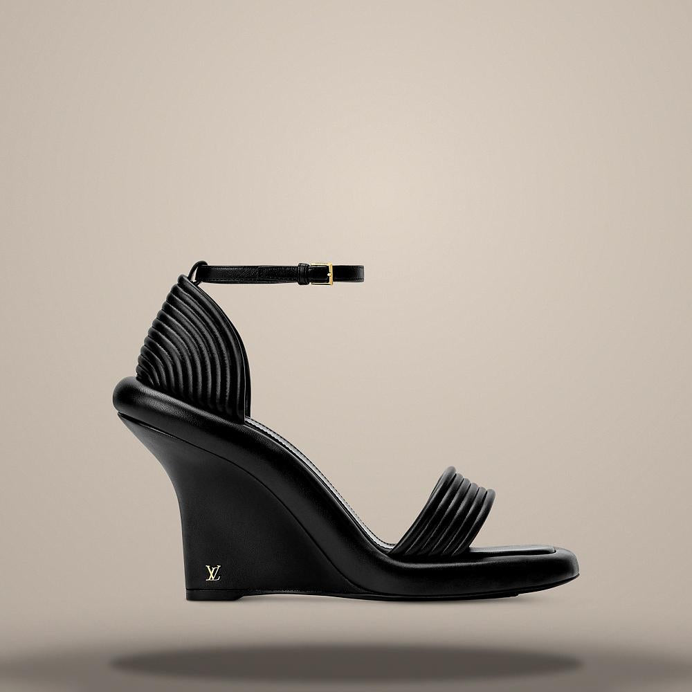 Louis Vuitton Men's Black Lounge Wedge Sandals 1AKGZ2