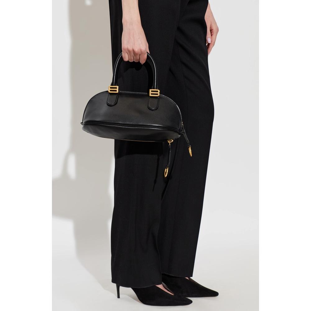 BALENCIAGA Bolero Bowling Tote Bag Black Leather