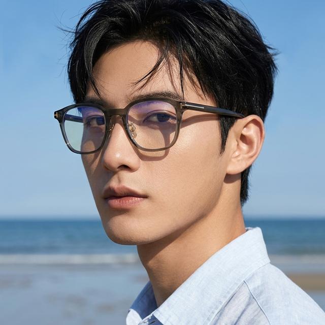 TOM FORD Blue Light Blocking Square Acetate Eyeglasses Unisex Gra TF6154 K B 020
