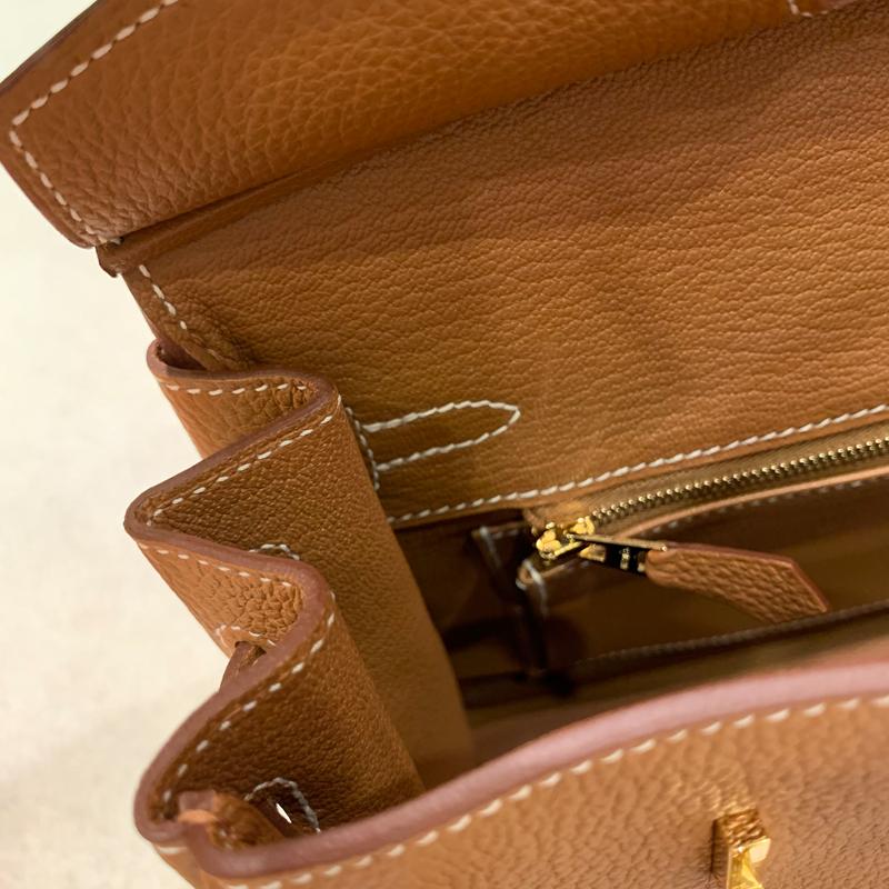 HERMES Birkin 25 Togo Leather Tote Bag Gold with Gold Hardware