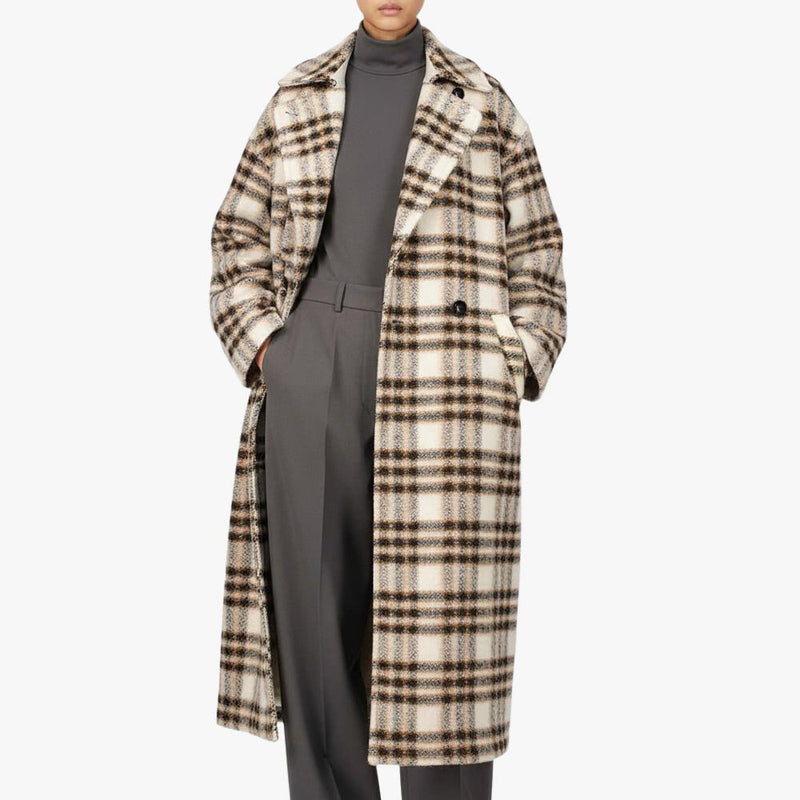 Isabel Marant Ecru Check Wool Coat MA1221 22A012E 23EC