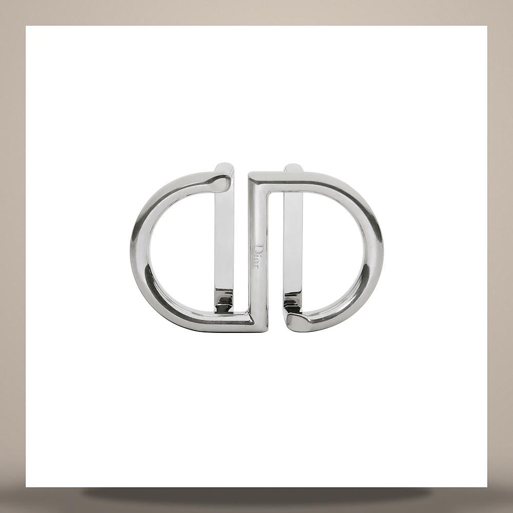 DIOR CD Belt Buckle Antique Silver Finish Brass 35mm 4996PDMET H16K