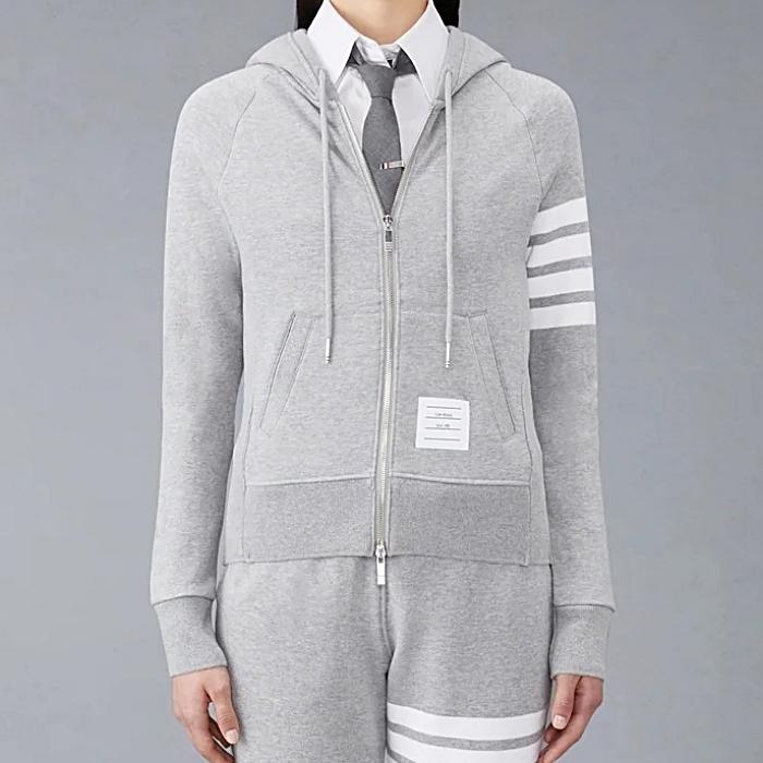 THOM BROWNE 4-Bar Stripe RWB Loopback Jersey Zip Hoodie