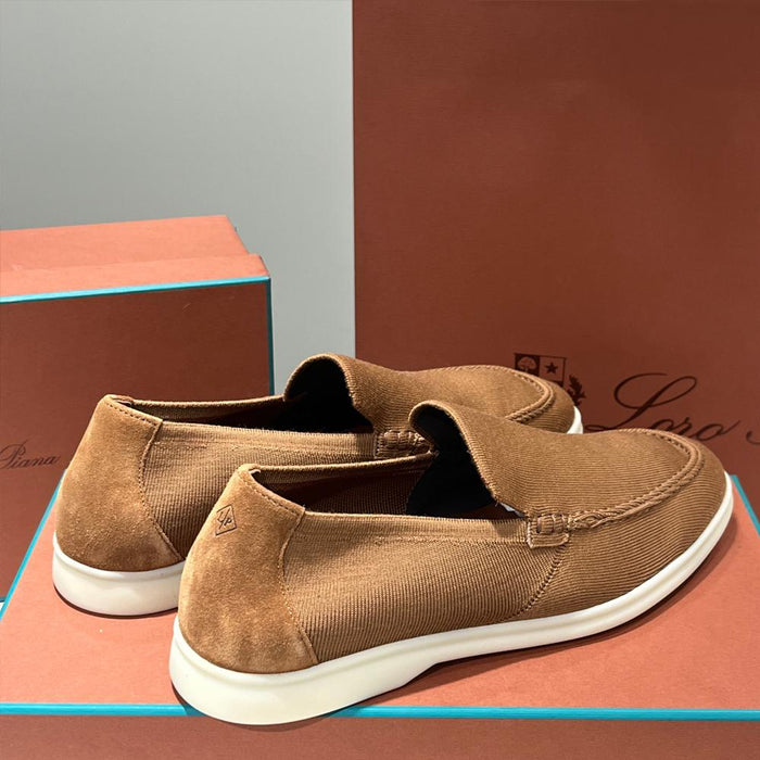 Loro Piana Brown Knitted Work Loafer Moccasins Men’s