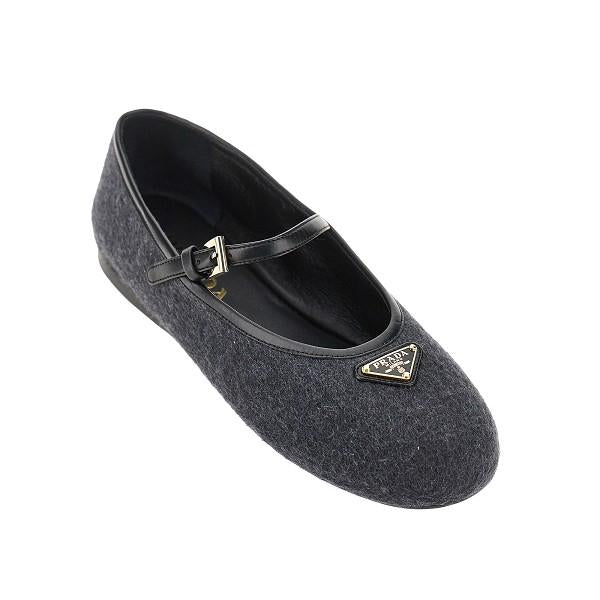 PRADA Black Leather Flat Shoes