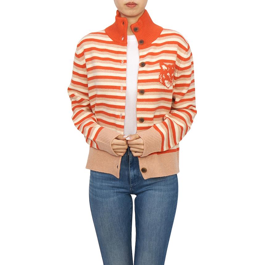 Maison Kitsune Fox Head Stripe Women’s Cardigan NW00503KM0329 0019