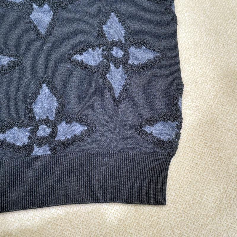Louis Vuitton Indigo Blue Textured Jacquard Cotton Crewneck Sweater