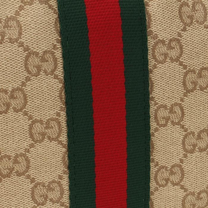 GUCCI GG Web Mini Shoulder Bag Beige/Red Canvas Leather Trim