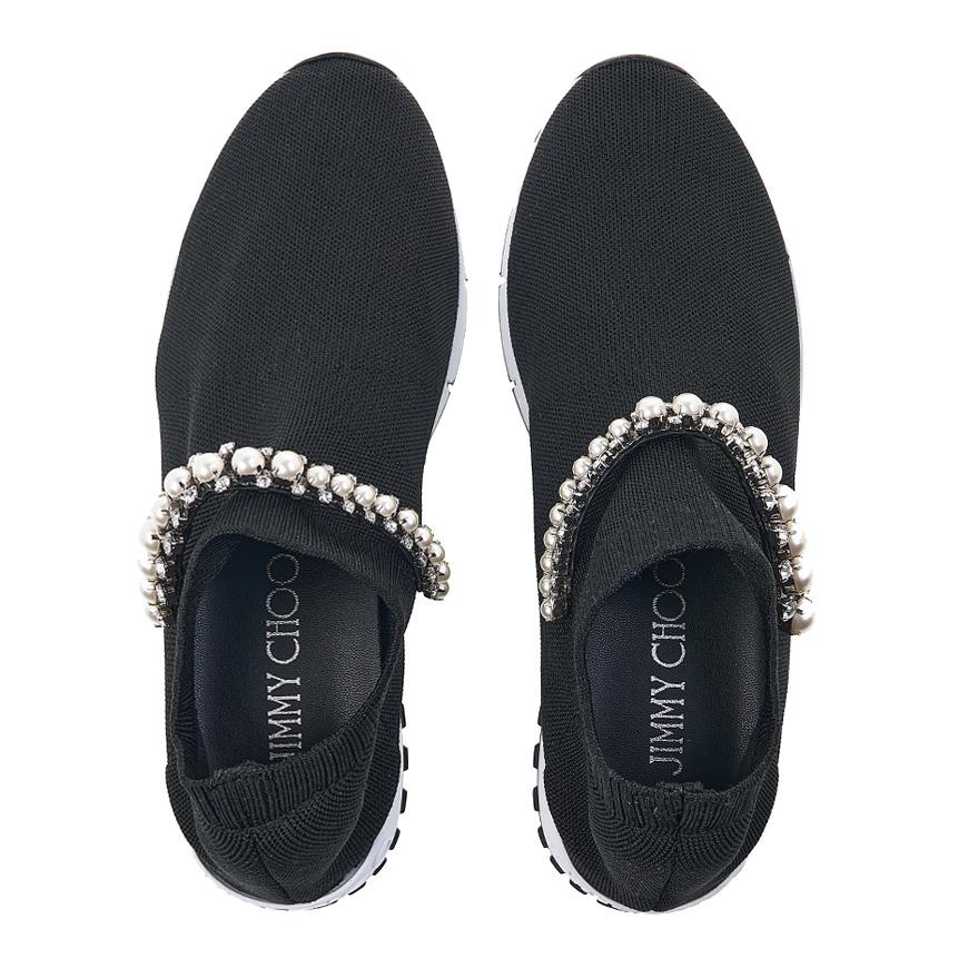 Jimmy Choo Women’s Knit Slip-On Low-Top Sneakers Black White