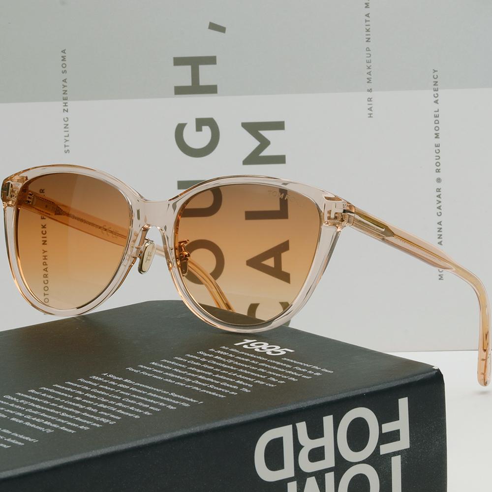 TOM FORD Clear Peach Transparent Frame Asian Fit Orange Tint Oversiz TF1055K 45F