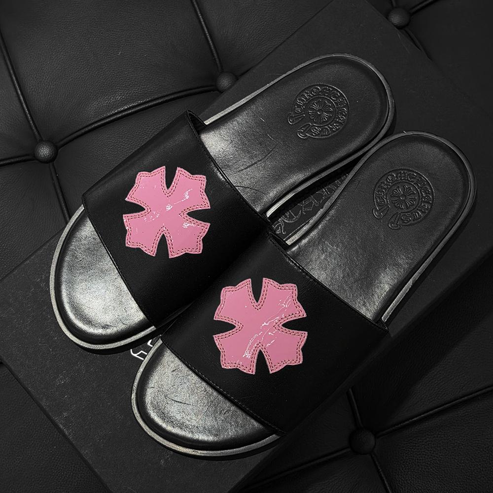 Chrome Hearts Cross Patch Slippers Black Pink Men’s