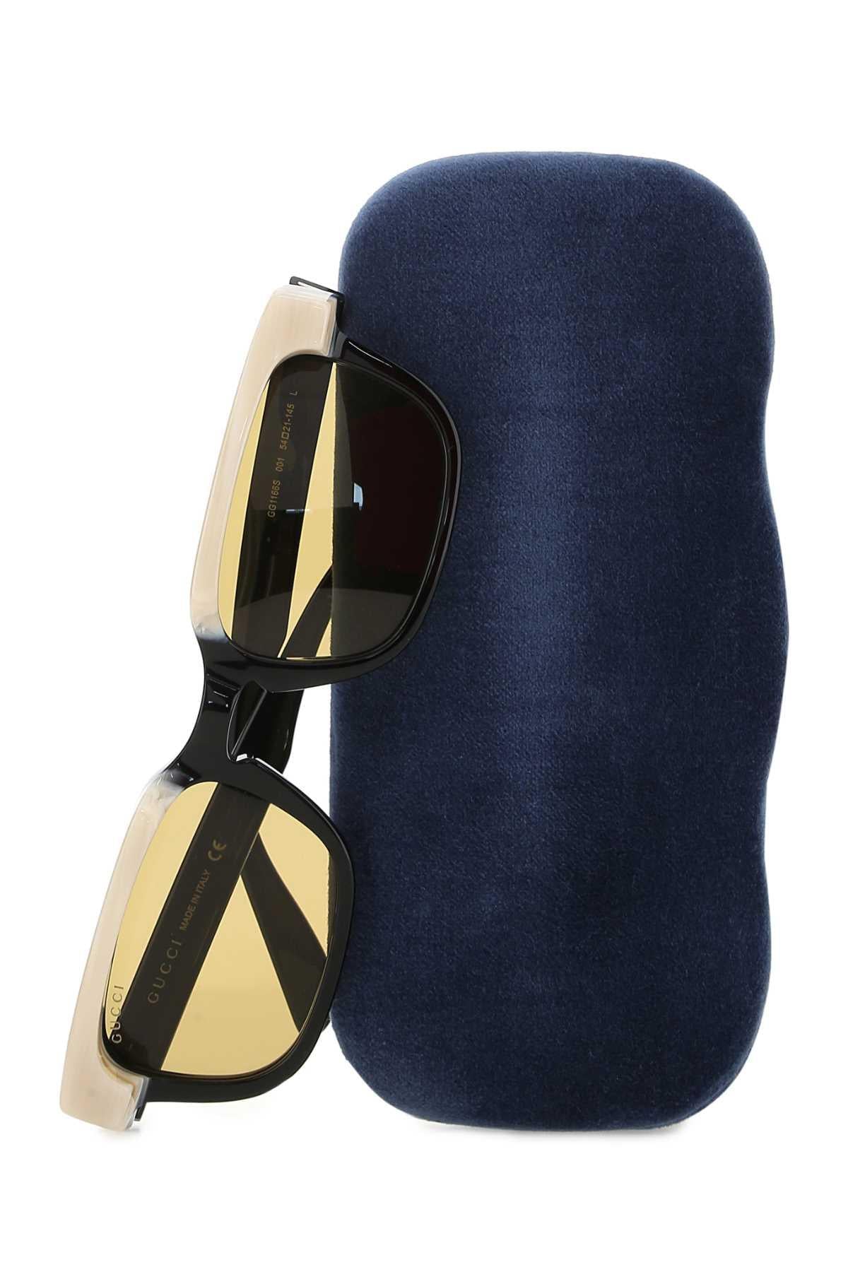 GUCCI Black Rectangular Acetate Sunglasses for Men