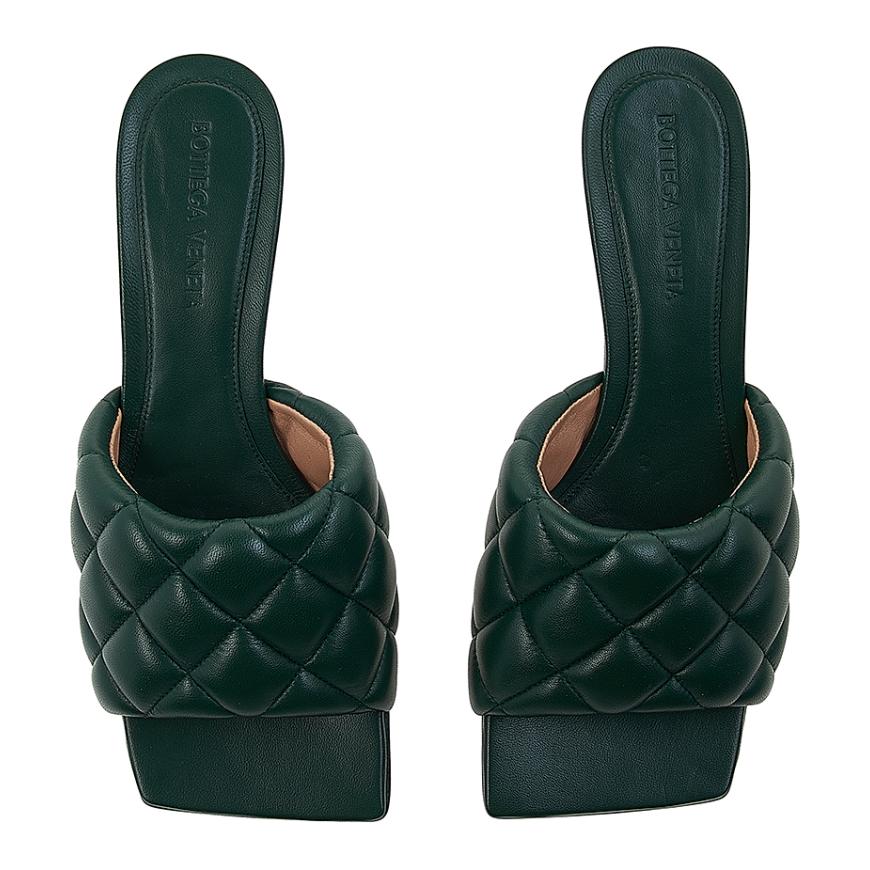 Bottega Veneta Padded Mule Sandals Women Green Leather