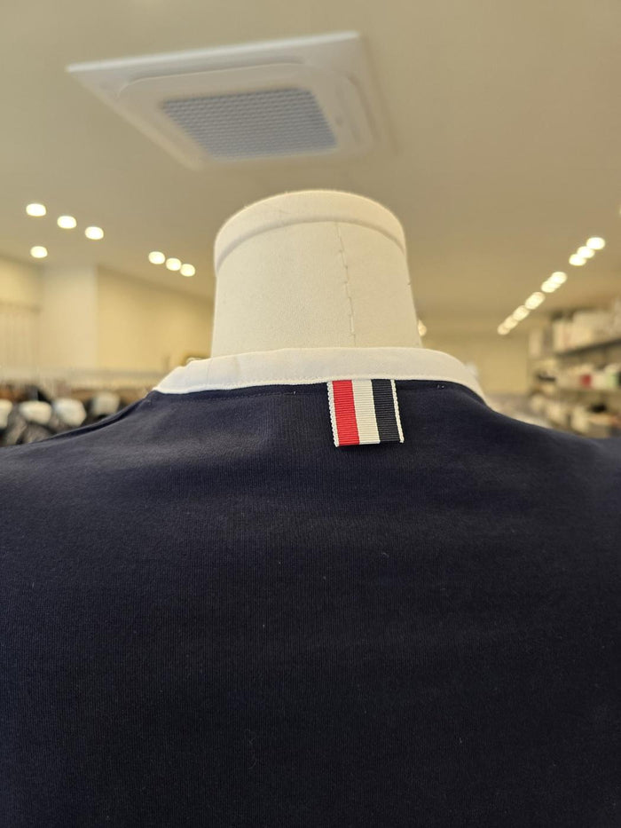 THOM BROWNE Navy Ringer Short Sleeve Women’s T-Shirt