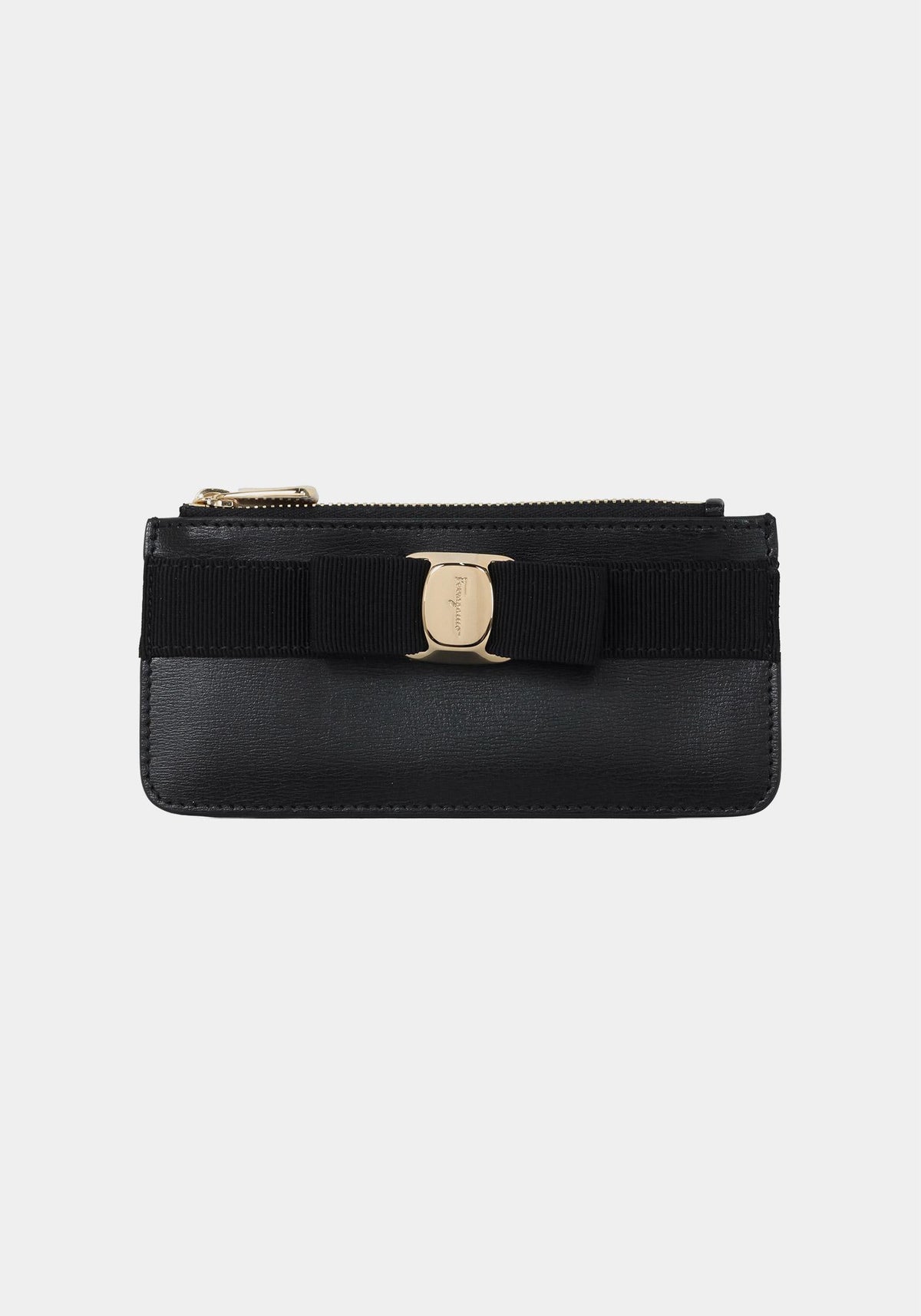 Ferragamo Black Vara Bow Leather Card Holder