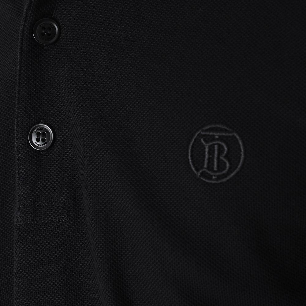 BURBERRY Icon Stripe Logo Embroidered Short Sleeve Polo Shirt Black