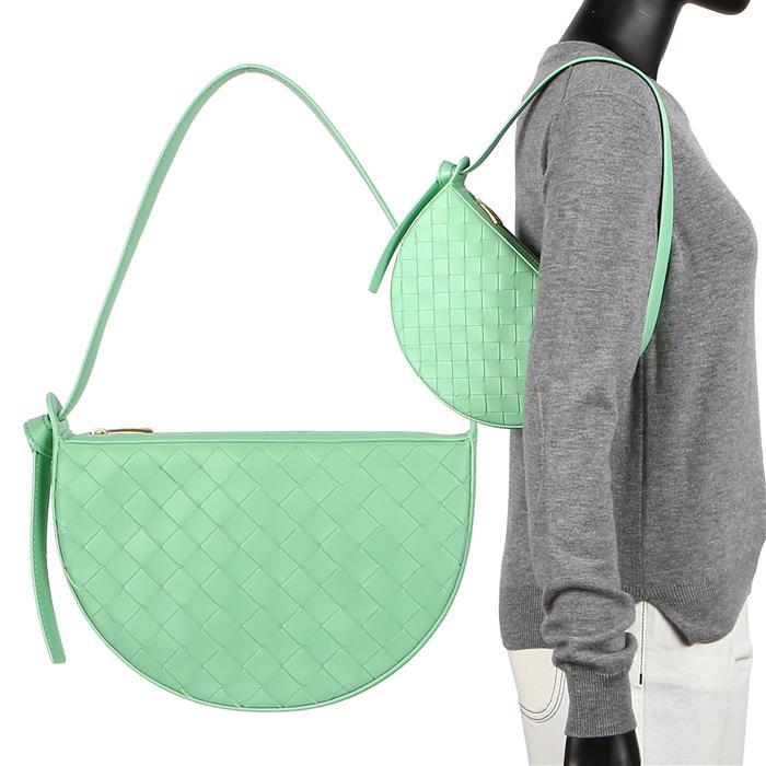 Bottega Veneta Mini Sunrise Shoulder Bag Green Leather