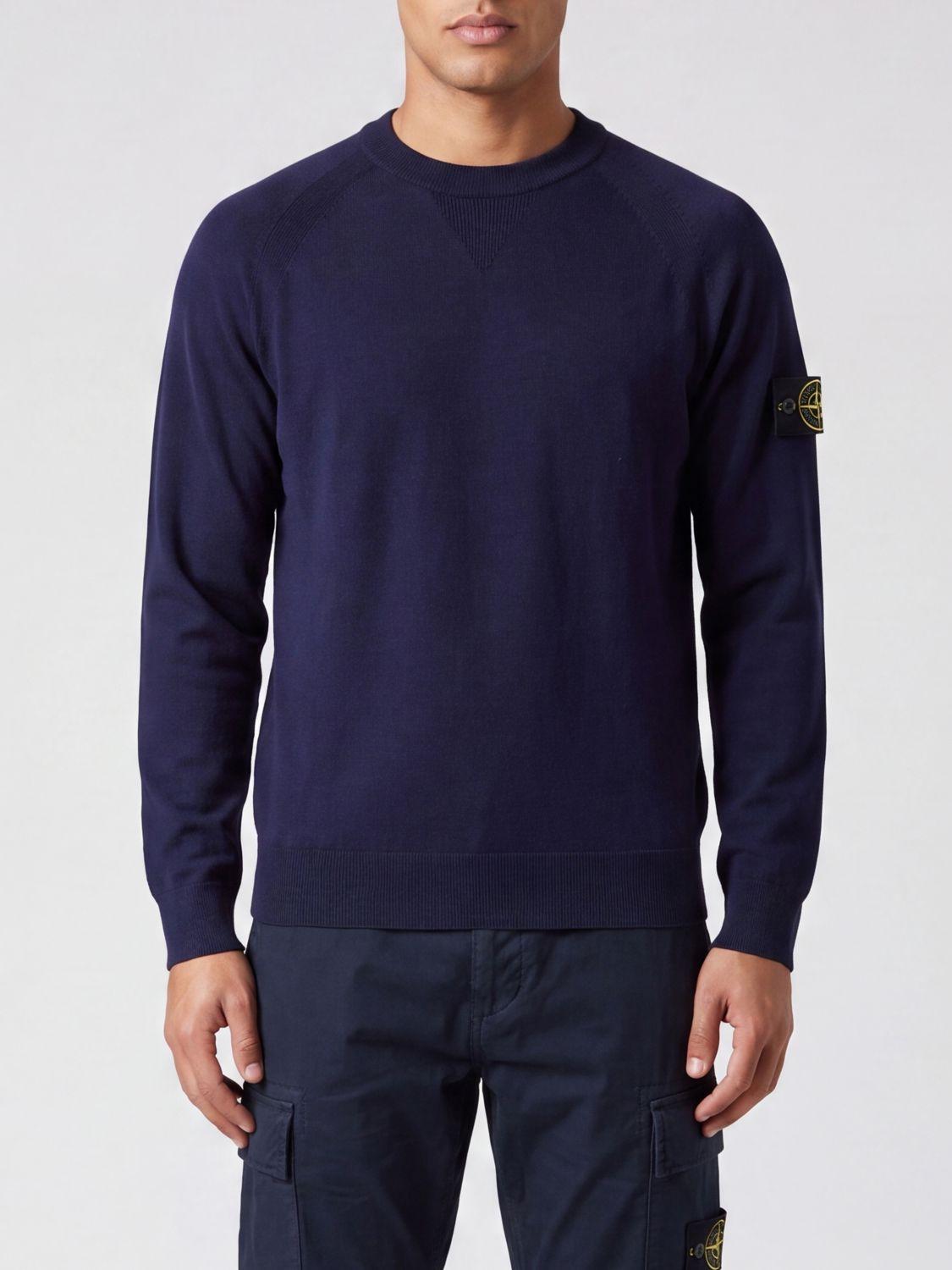 STONE ISLAND Black Wool Crewneck Knit Sweater Men