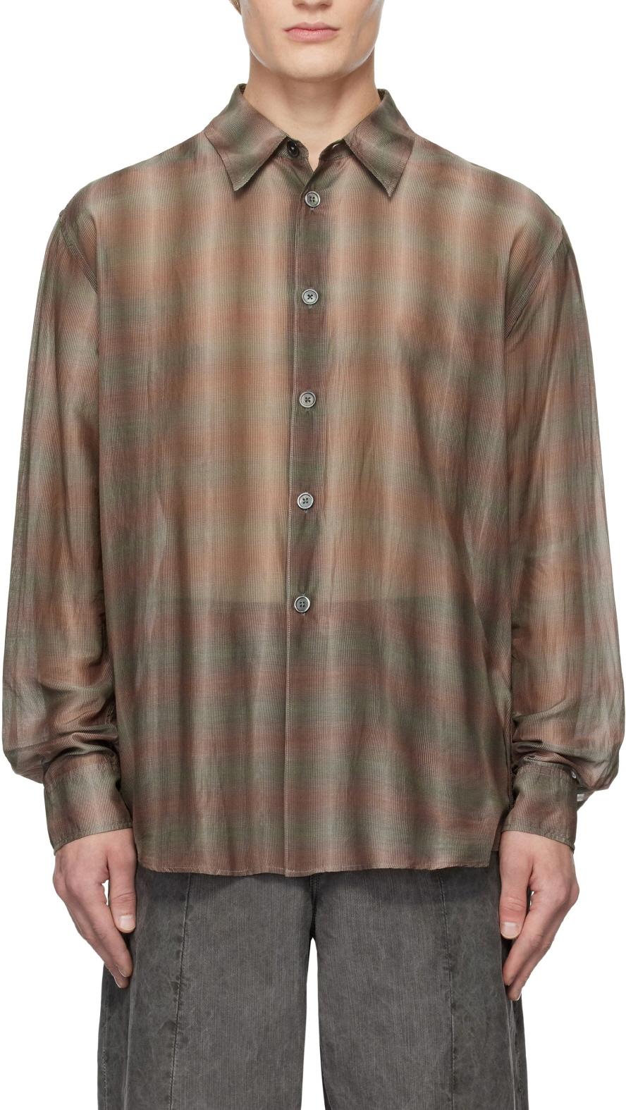 OUR LEGACY Screen Check Cotton Silk Beyond Long Sleeve Shirt M4242BRC