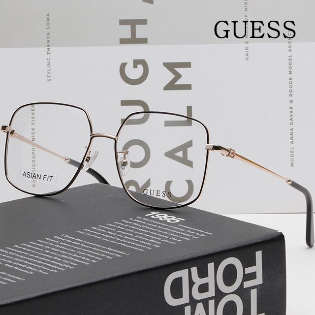 Guess Unisex Square Metal Frame Eyeglasses Asian Fit GU2839D 005