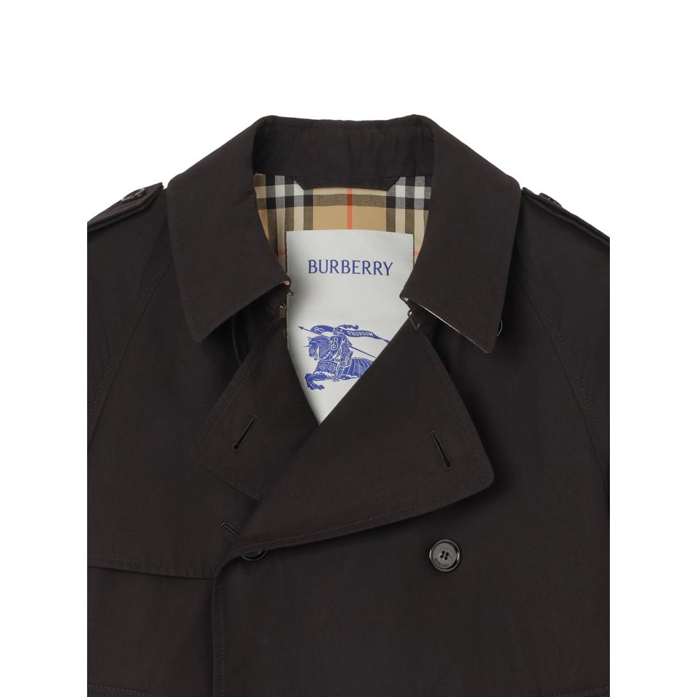 BURBERRY Leadenham Black Cotton Trench Coat for Men