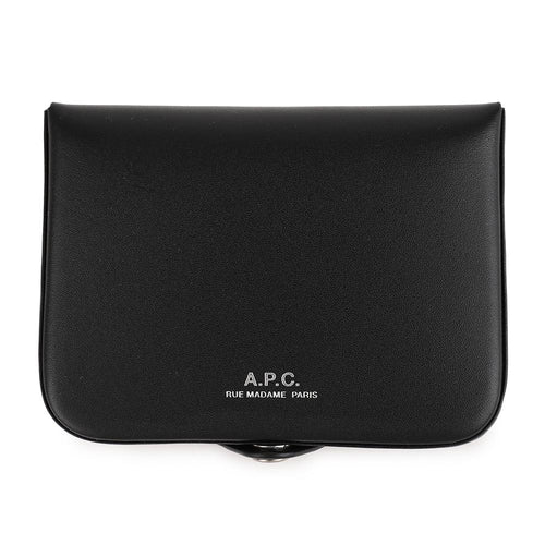 A.P.C. Josh Logo Leather Card Holder Wallet Black PXAWV H63176 LZZ
