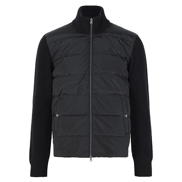 Herno Black Wool Knit Mix Goose Down Zip Jacket