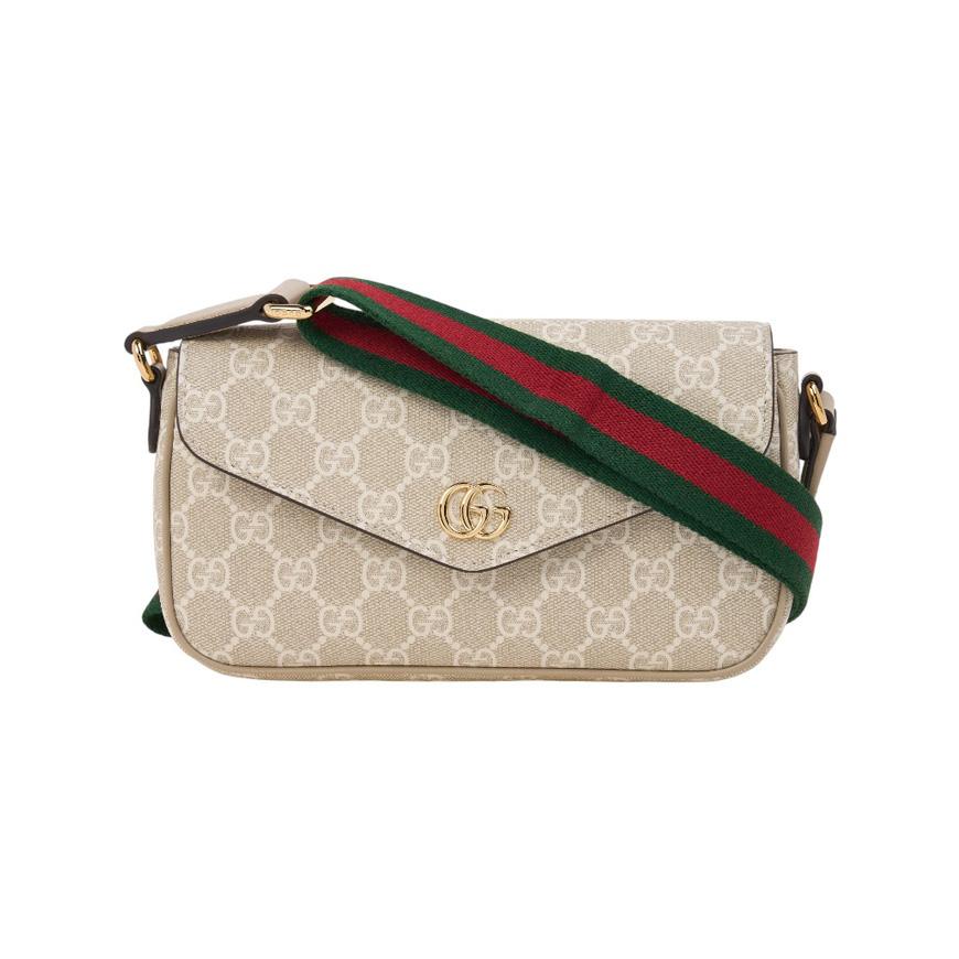 GUCCI Ophidia Pochette Shoulder Bag Beige/Brown Canvas Leather