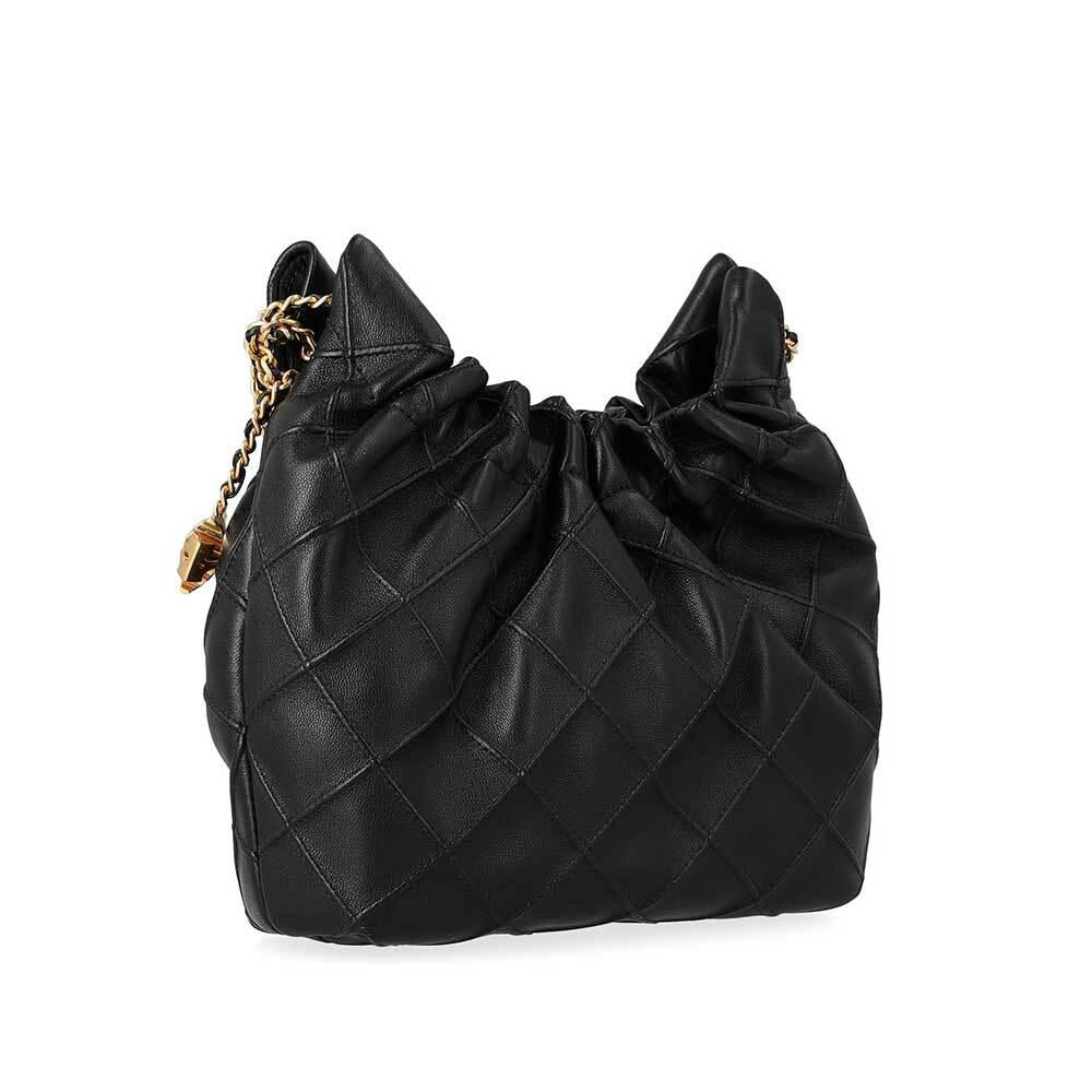 Tory Burch Fleming Mini Hobo Bag Black Leather Shoulder Bag 162451 001