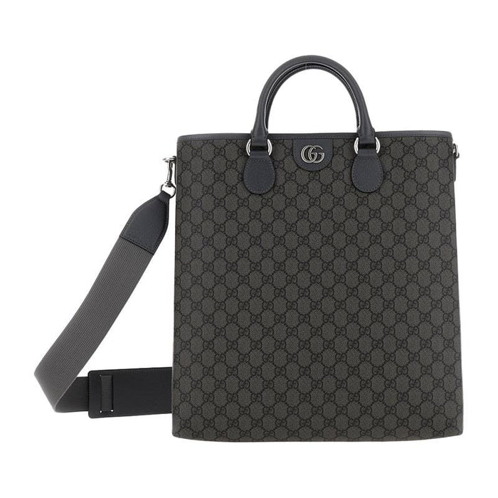 GUCCI Ophidia GG Medium Tote Bag Black Gray Canvas Leather Trim