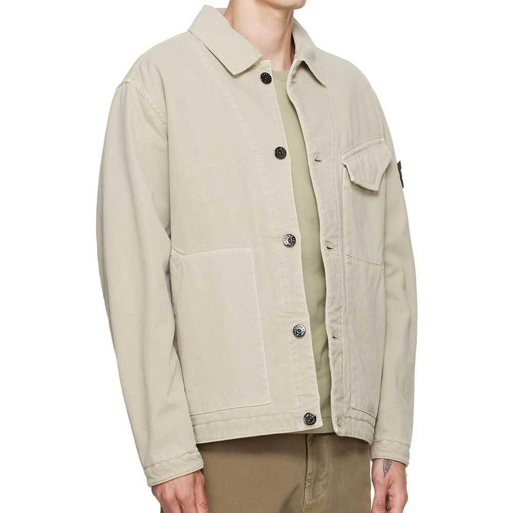 STONE ISLAND Logo Patch Chest Pocket Overshirt Jacket Navy Cotton