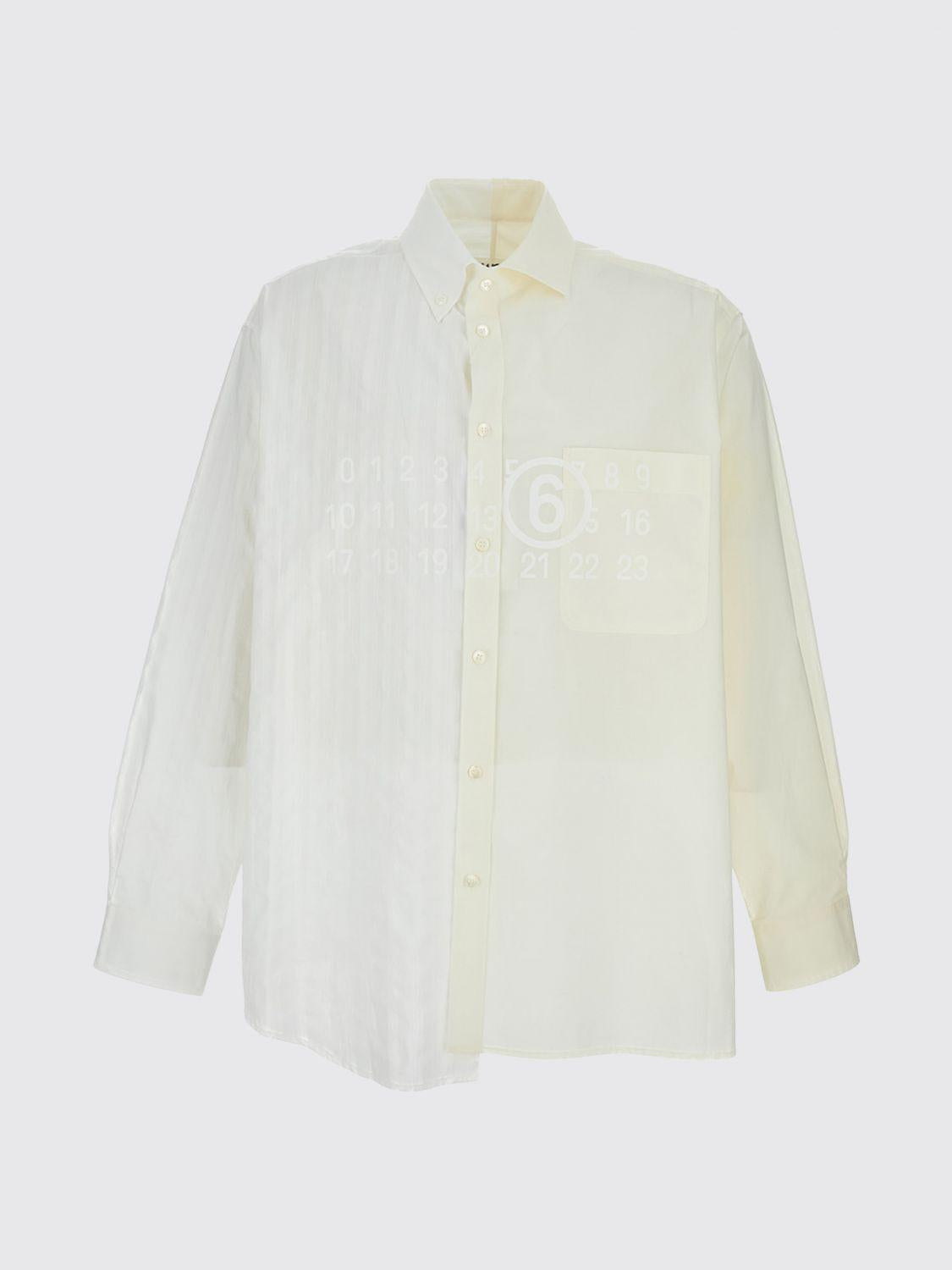 Maison Margiela Long Sleeve Button-Up Shirt Beige Cotton Men’s