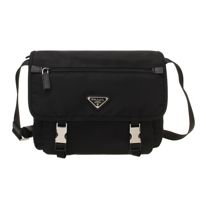 PRADA Nylon Shoulder Bag Black Vela Pocono