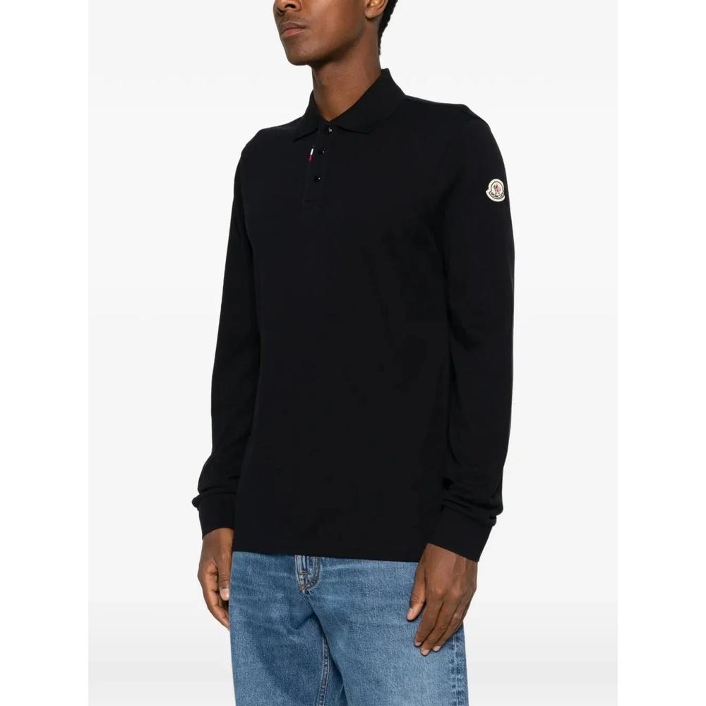 Moncler Logo Perri Men’s Long Sleeve Polo Shirt Navy Cotton