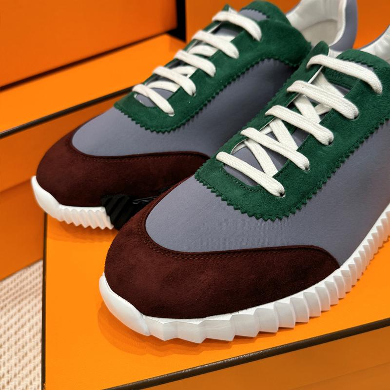 HERMES Sky Blue/Black Bouncing Technical Goatskin Low-Top Sneakers
