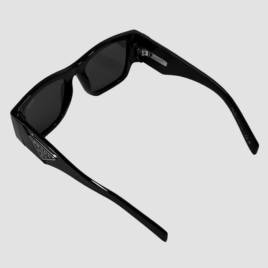 PRADA Black Square Sunglasses with Triangle Metal Logo
