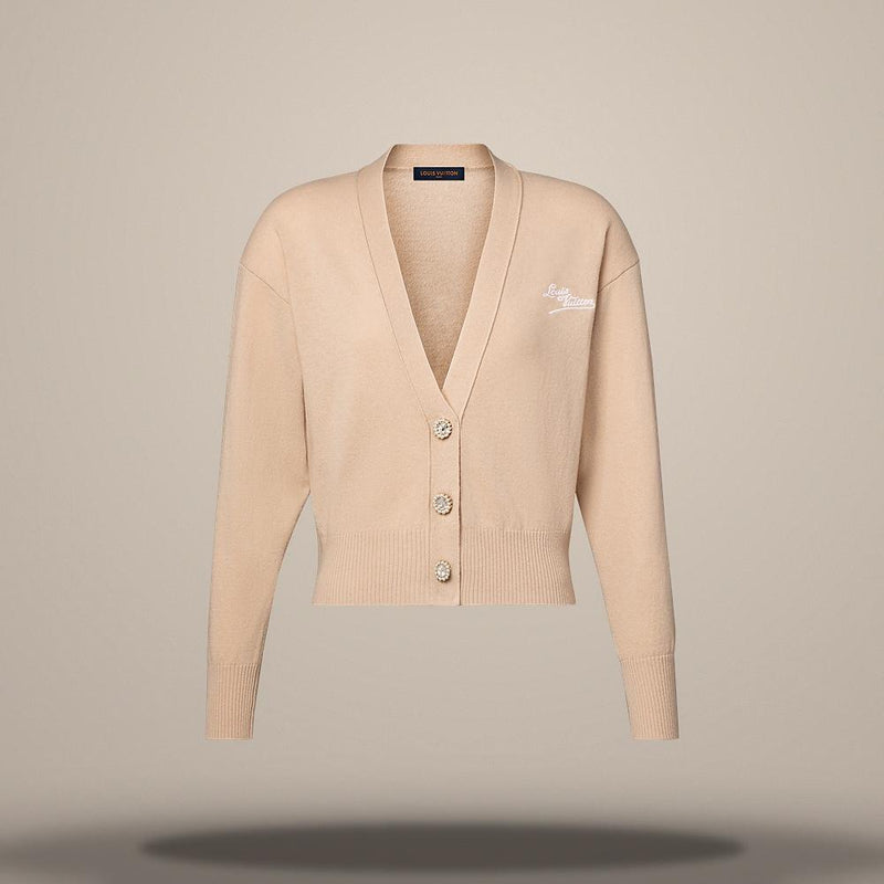 Louis Vuitton Women's Signature Jewel Button Cardigan Almond Cream 1AKES2