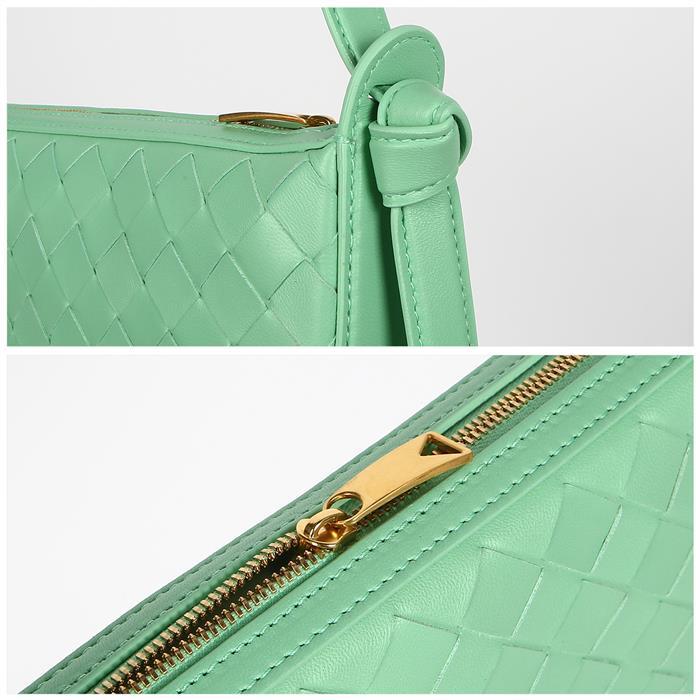 Bottega Veneta Mini Sunrise Shoulder Bag Green Leather