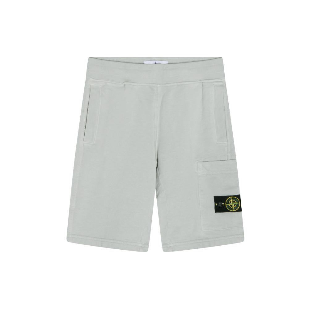 STONE ISLAND Pearl Gray Cotton Badge Patch Women’s Shorts