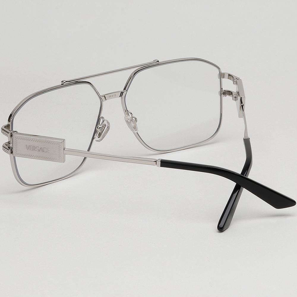 Versace Retro Double Bridge Silver Metal Unisex Eyeglass Frames VE1302 1000