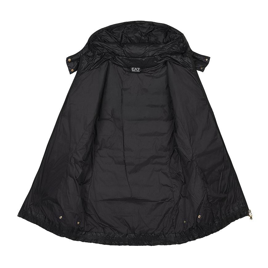 EA7 Women’s Hooded Puffer Peacoat Jacket Black
