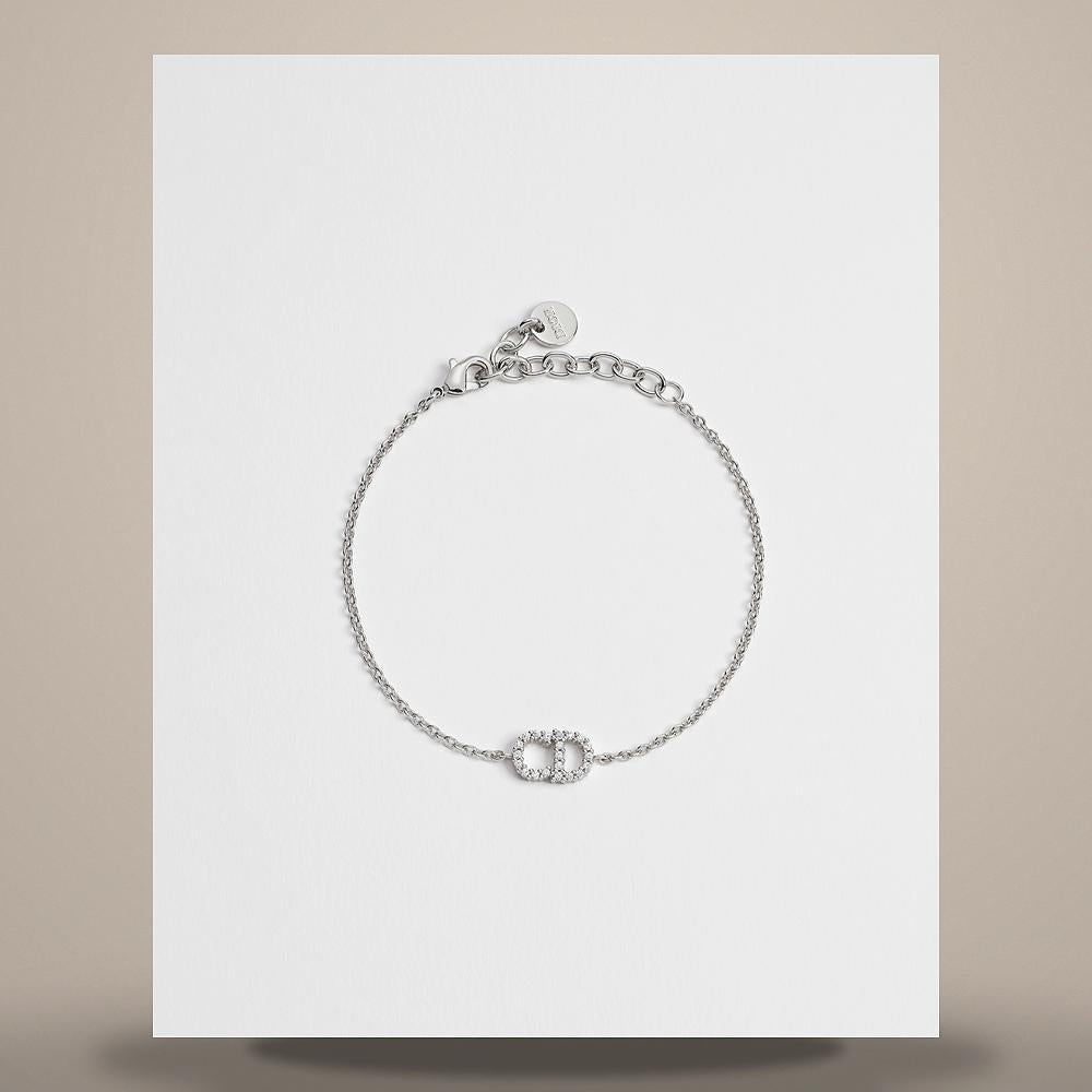 DIOR Silver-Tone Metal Bracelet with Sparkling Crystals B3107WOMZID009