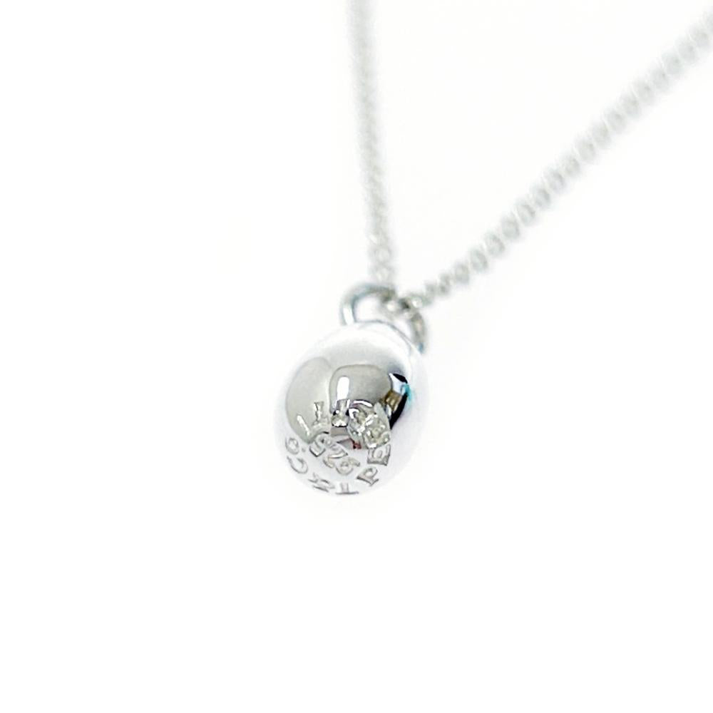 Tiffany & Co 925 Sterling Silver Tear Drop 9mm Pendant Necklace
