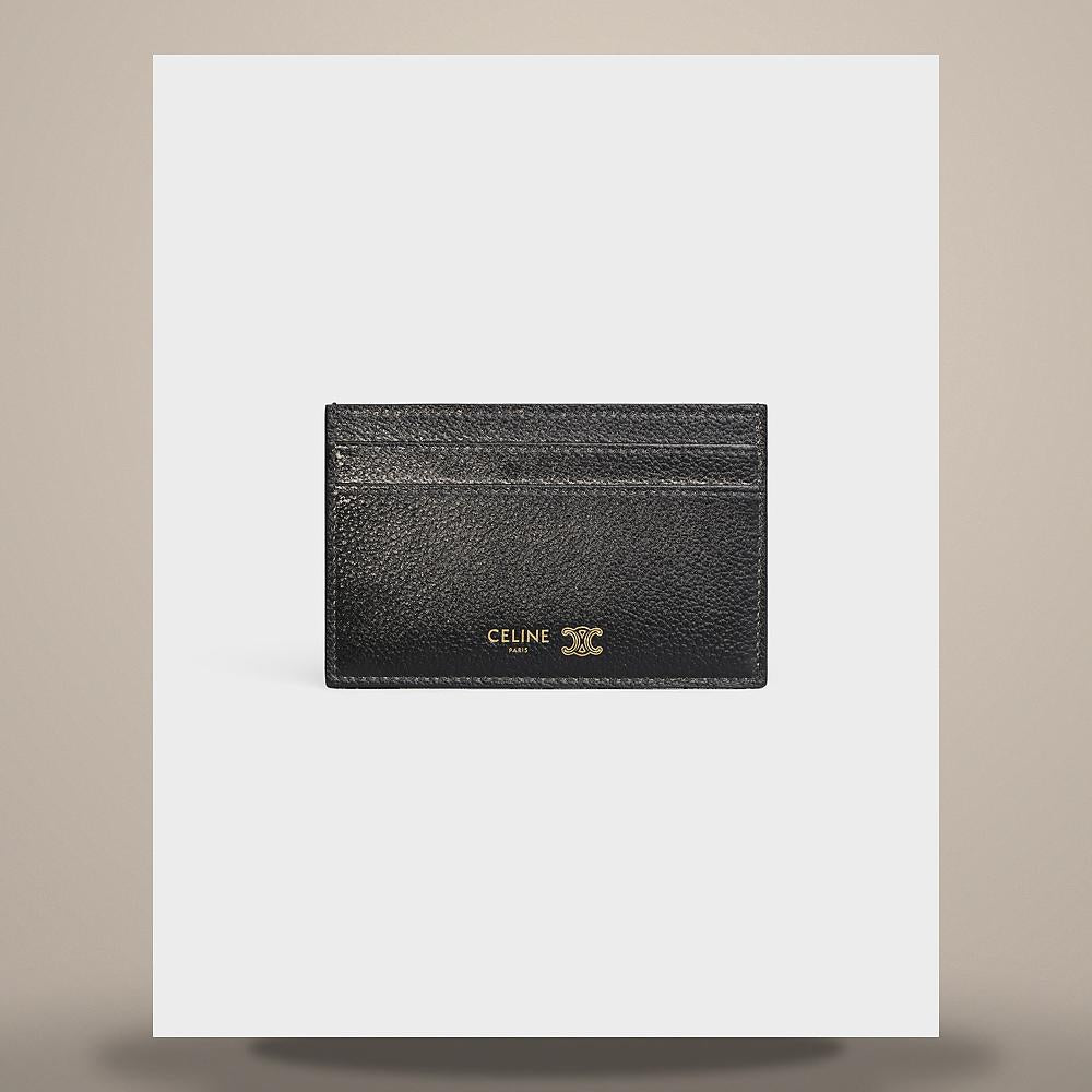 CELINE Medium Card Holder Grained Supple Calfskin Black Ultra Blu 10P322O54 GFS3